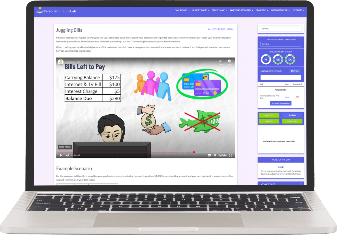 Discover the core financial literacy lessons in the PersonalFinanceLab Learning Library