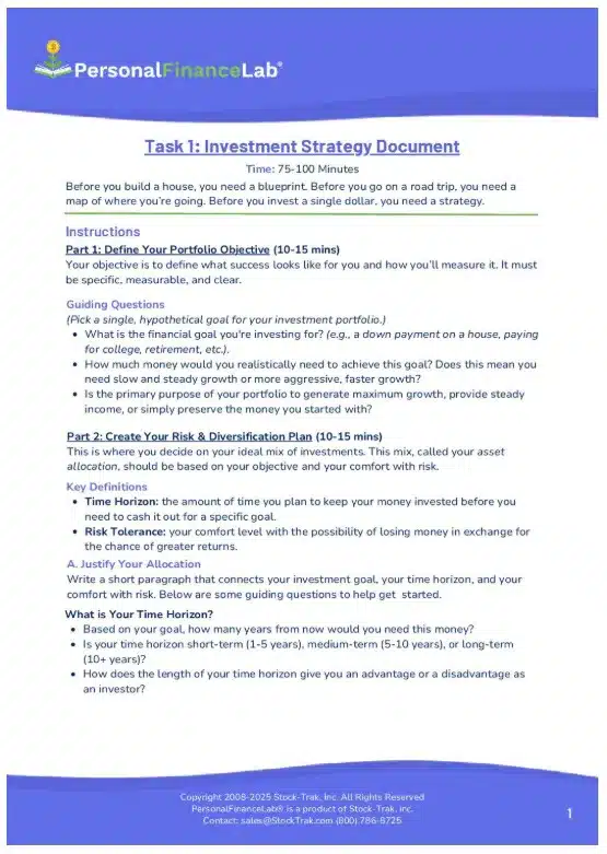 Task 1 Investment Strategy Document
