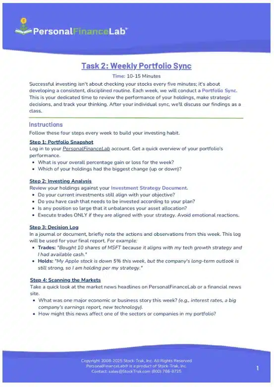 Task 2: Class Activities - Weekly Check-ins