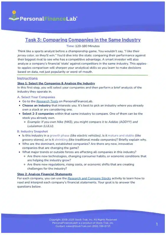 Task 3: Comparing Companies in the Same Industry