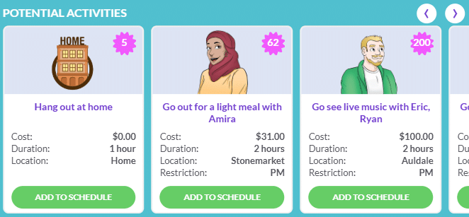 Activity choices